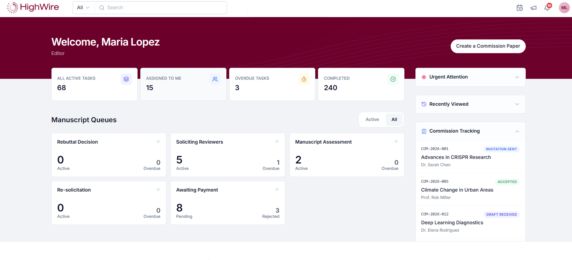 Editor Dashboard